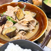 なすと豚肉の味噌炒め定食